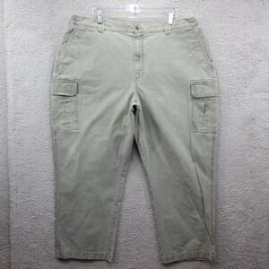 LL Bean Comfort Waist Cargo Pants Womens 44x30 Green Gray